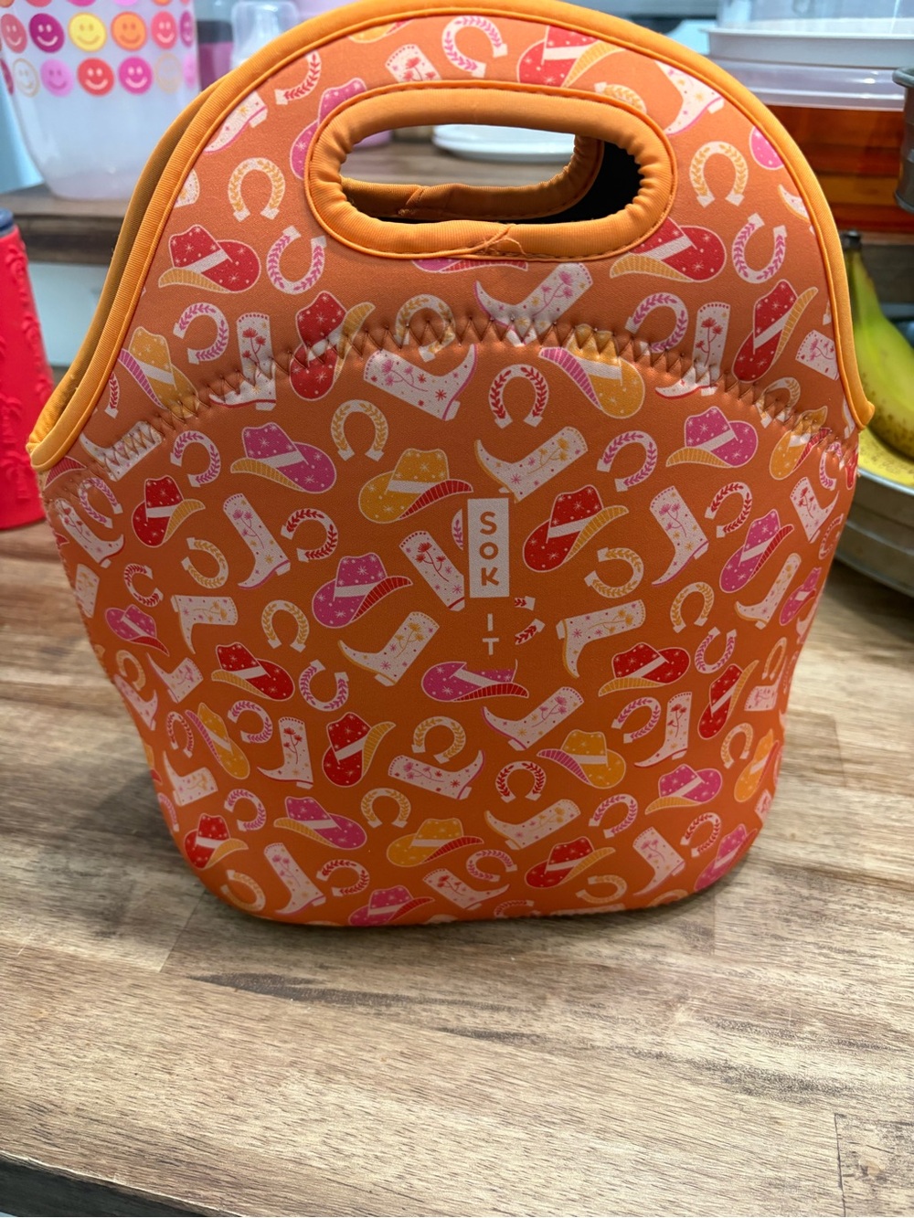 Orange Patterned Neoprene Tote Bag